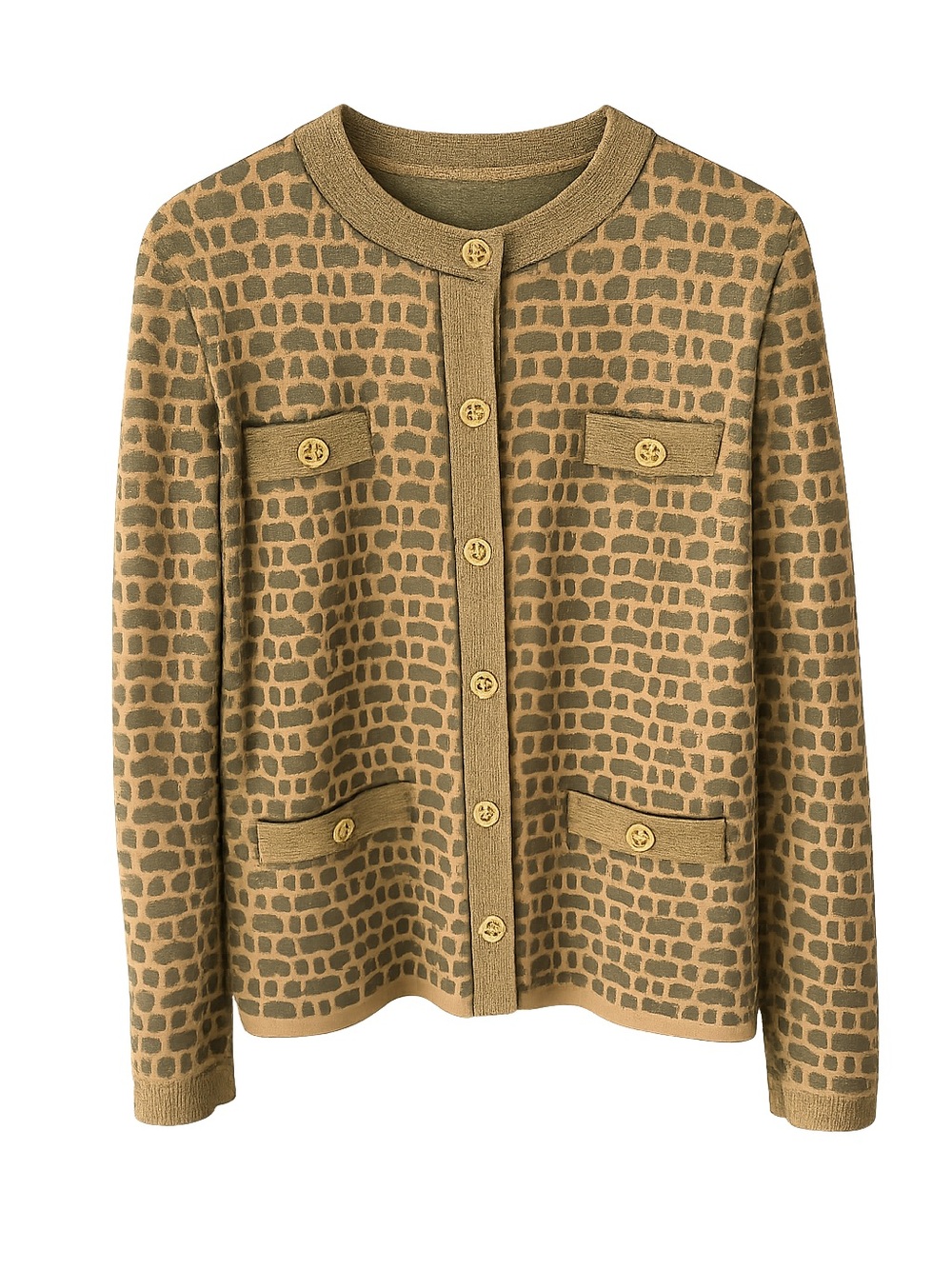 Vintage Nathalie Andersen Creation Damart Knit Wool Mix Cardigan size M Beige